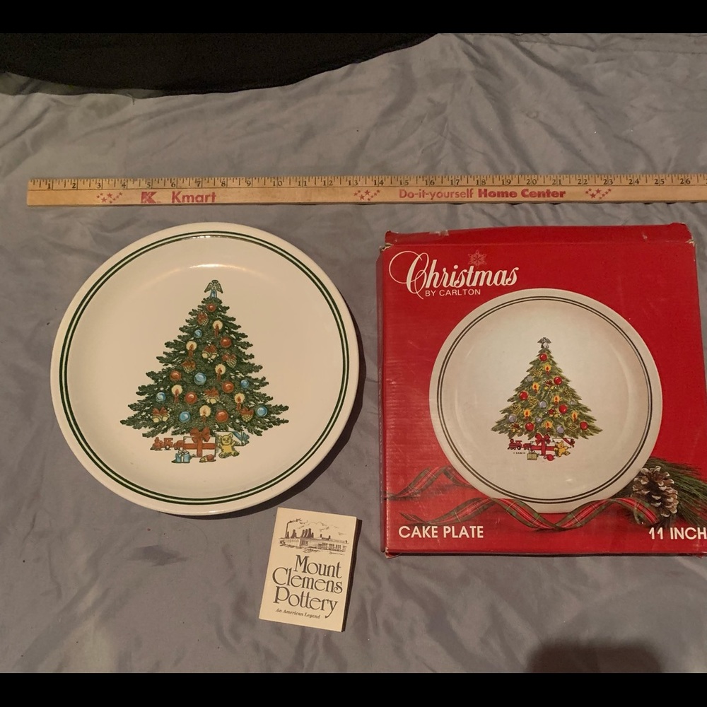 Christmas by Carlton 11 inch Cake Plate in Original Box- Vintage 1984